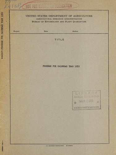 Cooperative program for calendar year 1952