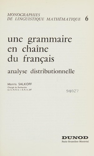 Une grammaire en chaîne du français