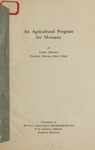 An agricultural program for Montana