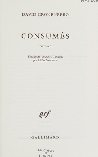 Consumés by David Cronenberg cover