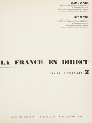 La France en direct by Janine Capelle cover
