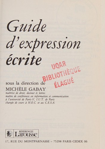 Guide d'expression écrite by Michèle Gabay cover