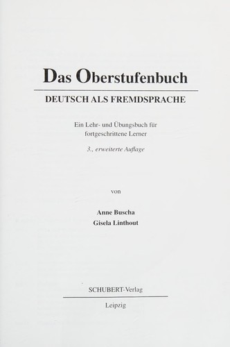 Das Oberstufenbuch Deutsch als Fremdsprache by Anne Buscha, Gisela Linthout cover