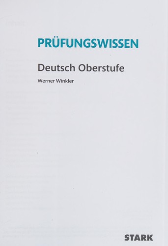 Prüfungswissen Deutsch Oberstufe by Werner Winkler cover