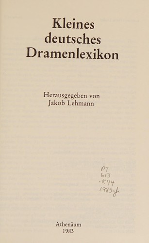 Kleines deutsches Dramenlexikon by Jakob Lehmann cover