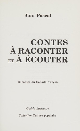 Contes à raconter et à écouter by Jani Pascal cover