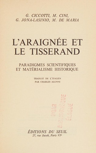 L'araignée et le tisserand by G. Ciccotti, Charles Alunni cover