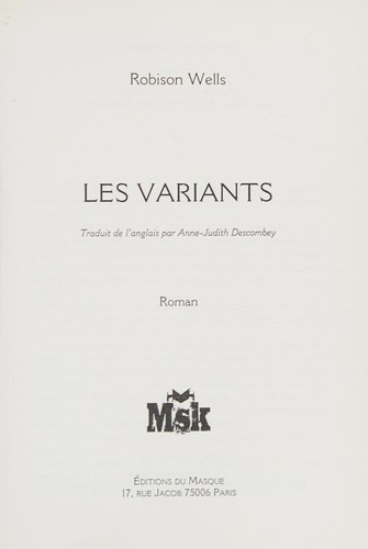 Les variants by Robison Wells cover