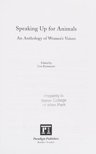 Speaking up for animals by Lisa Kemmerer cover