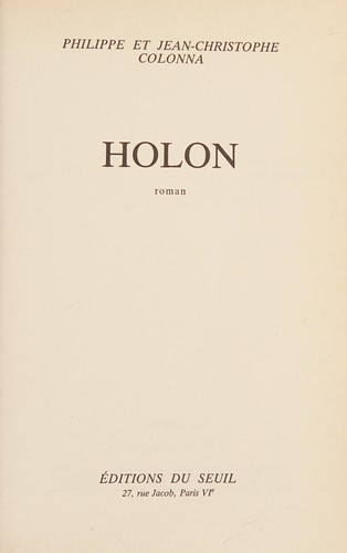 Holon by Philippe Colonna cover