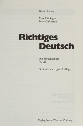 Richtiges Deutsch by Walter Heuer cover