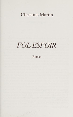 Fol espoir by Christine Martin cover