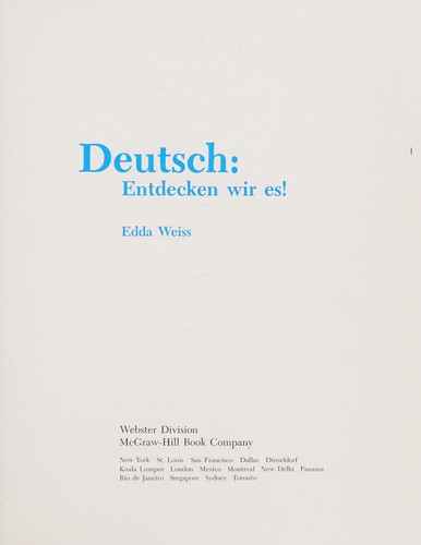 Deutsch, entdecken wir es! by Edda Weiss, E. Weiss cover