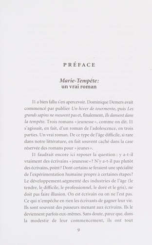 Marie-Tempête by Dominique Demers cover