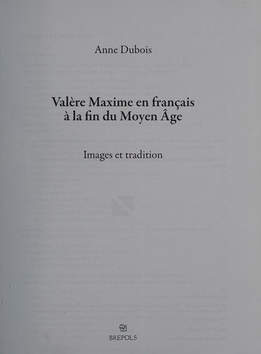 Valère Maxime en français à la fin du Moyen Âge