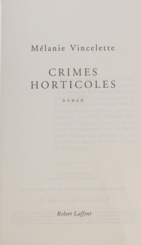 Crimes horticoles by Mélanie Vincelette cover