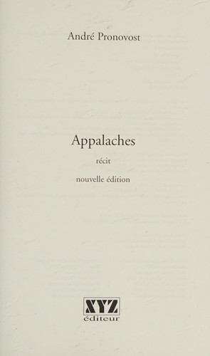 Appalaches by André Pronovost cover