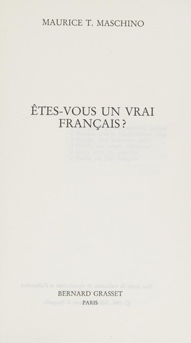 Êtes-vous un vrai français? by Maurice T. Maschino cover