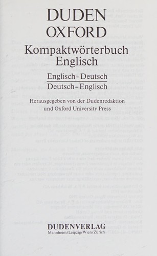 Duden Oxford Kompaktwörterbuch Englisch by No Author cover