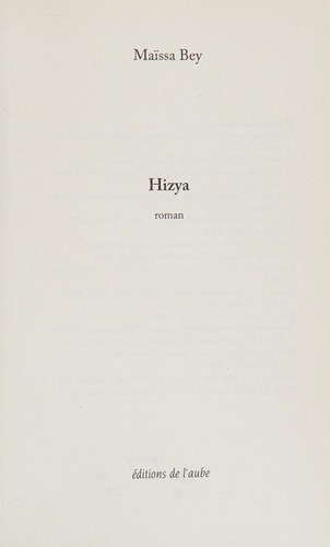 Hizya by Maïssa Bey cover