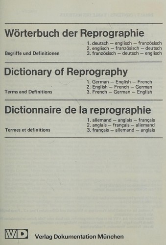 Wörterbuch der Reprographie by Deusches Kommittee für Reprographie cover