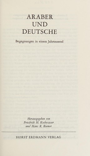 Araber und Deutsche by Friedrich H. Kochwasser cover