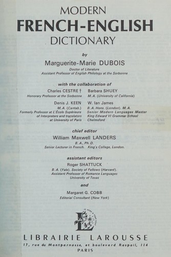 Dictionnaire moderne Français-Anglais by Marguerite-Marie Dubois cover