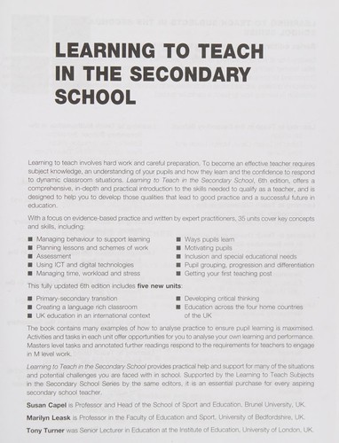 Learning to teach in the secondary school