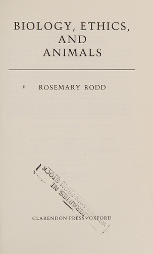 Biology, ethics, and animals by Rosemary Rodd cover