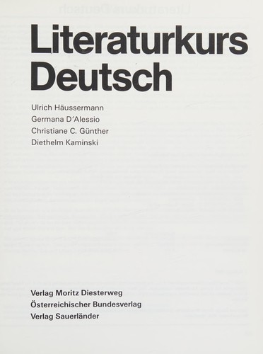 Literaturkurs Deutsch by - cover