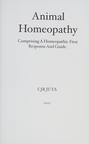 Animal homeopathy by C. J. R. Juta cover
