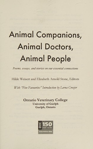 Animal companions, animal doctors, animal people by Hilde Weisert, Elizabeth A. Stone cover