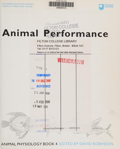 Animal performance by David Robinson, Mandy Dyson cover