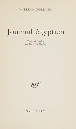 Journal égyptien by William Golding cover