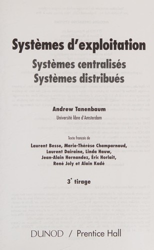 Systèmes d'exploitation by Andrew S. Tanenbaum cover