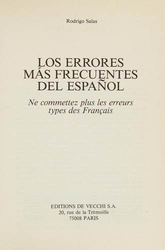 Los errores mas frecuentes del español by Rodrigo Salas cover