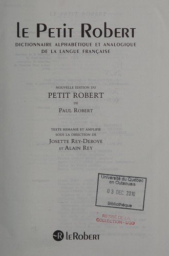 Le petit Robert by Le Robert cover