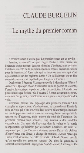 Le Premier roman by Collectif cover