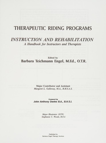 Therapeutic riding programs instruction and rehabilitation