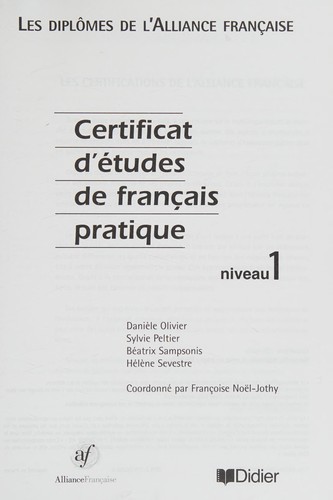 Certificat d'etudes de francais pratique by Daniele Olivier cover