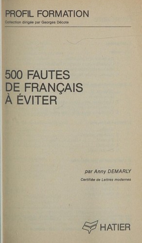 500 fautes de français à éviter by Anny Demarly cover