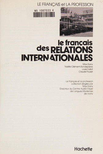 Le français des relations internationales by Clement-Rondepierre    divorcée  Flayac  Rondepierre  maintenant, Dany, Dollot, Poulet cover