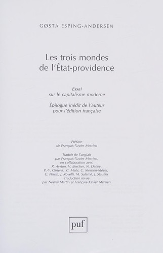 Les trois mondes de l'État-providence by Gøsta Esping-Andersen cover