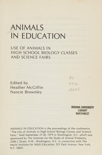 Animals in Education by Heather McGiffin cover