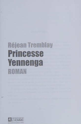 Princesse Yennenga by Réjean Tremblay cover