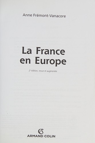 La France en Europe by Anne Frémont-Vanacore cover