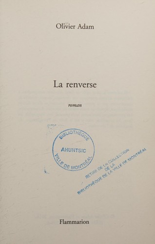 La renverse by Olivier Adam cover