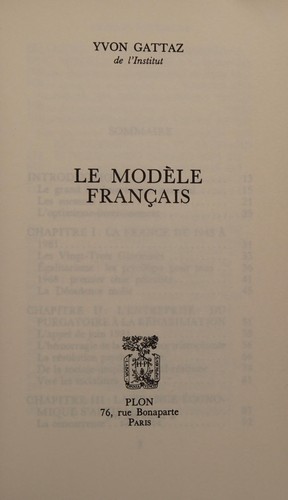 Le modèle français by Yvon Gattaz cover