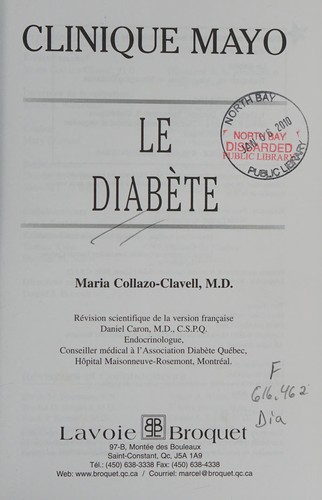 Le diabète by Maria Collazo-Clavell cover
