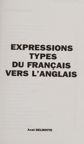 Expressions types du français vers l'anglais by Elsa Goisnard cover